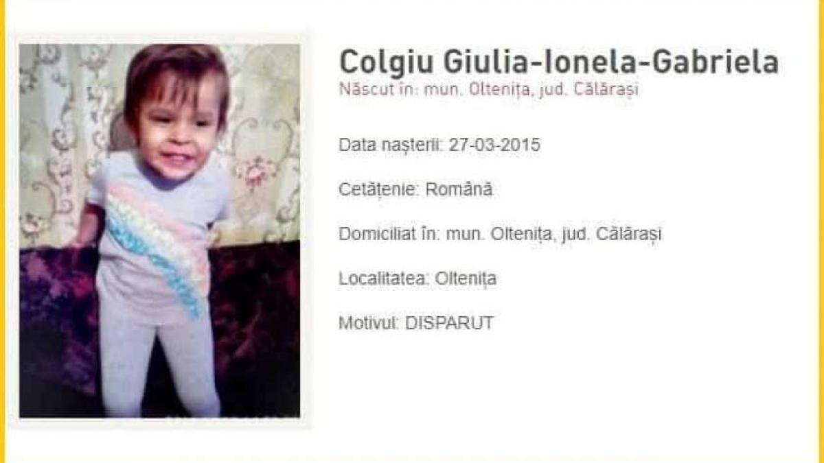 fetita de trei ani disparuta din oltenita politia este in alerta