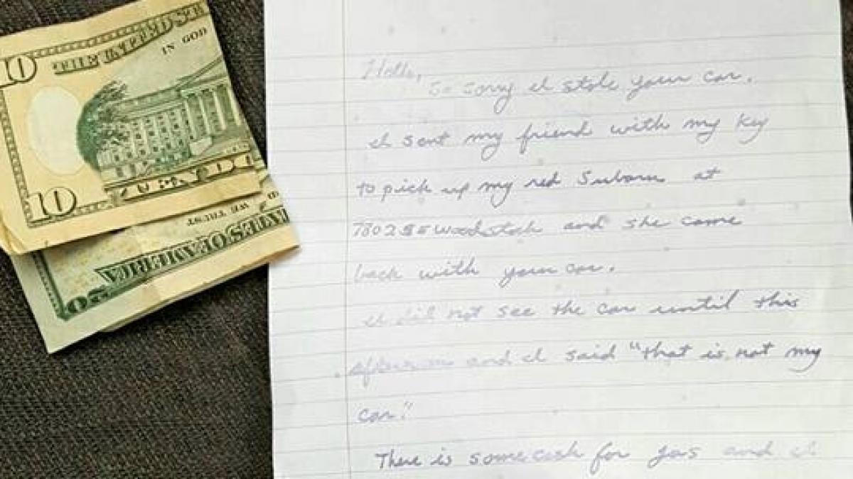 si a gasit masina furata alaturi de un bilet si o suma de bani l am trimis pe un prieten cu cheile