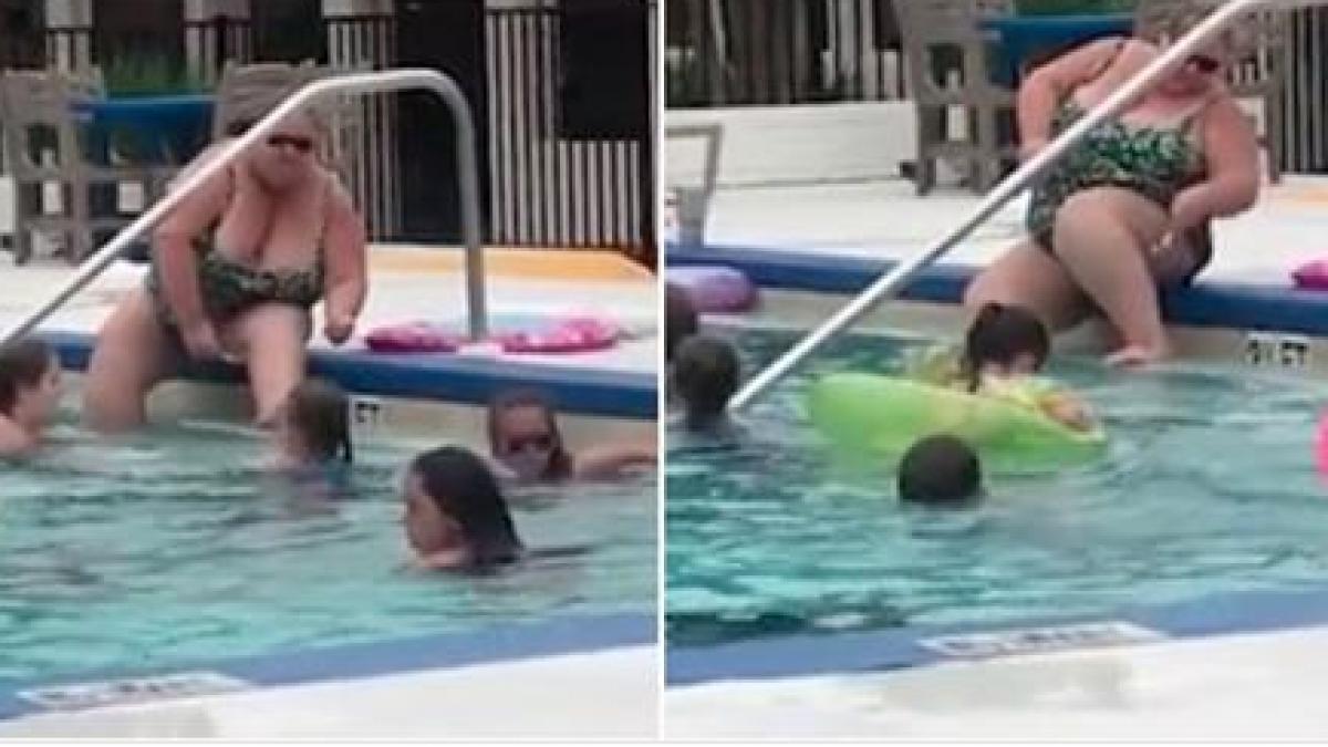 ce facea o femeie pe marginea unei piscine momentul i a dezgustat pe toti video