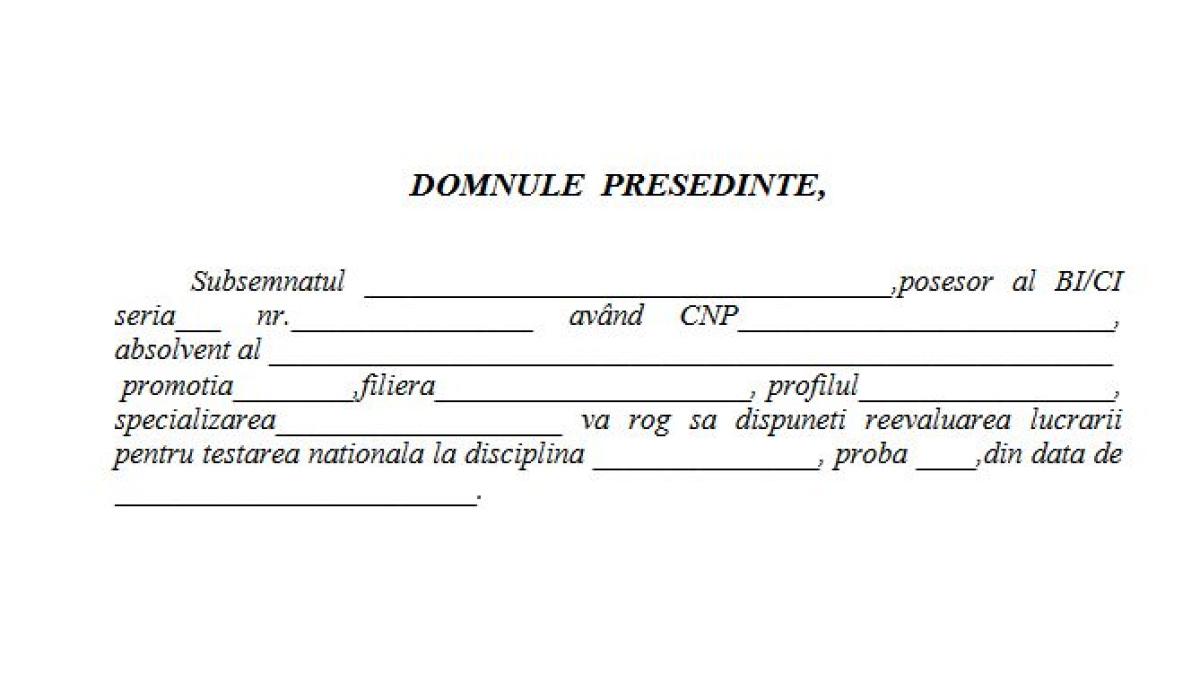 cum se depune corect contestatia la evaluare nationala