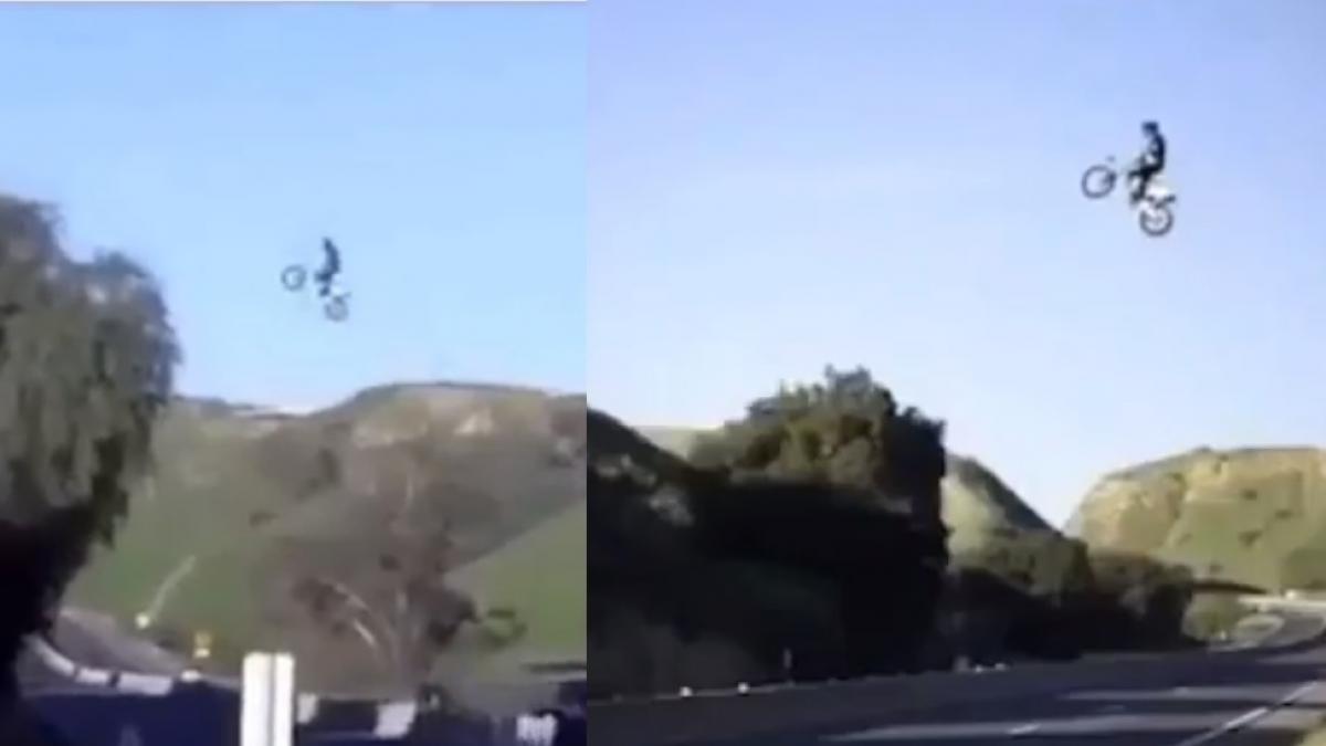 a sarit peste o autostrada cu motocicleta de teren ce au descoperit politistii video