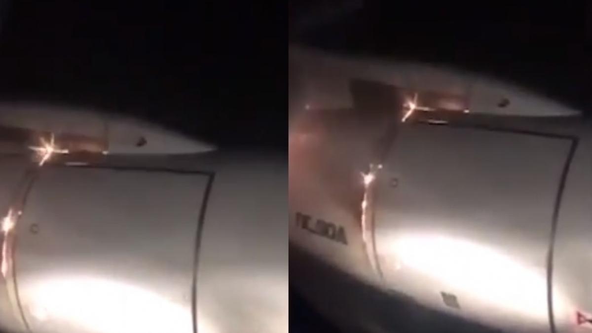 momentul socant in care motorul unui avion rusesc cu 200 de persoane la bord ia foc video