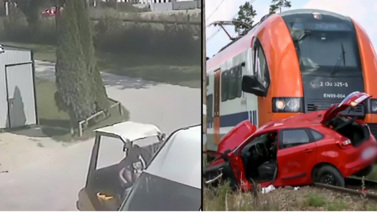 a vazut in ultima clipa trenul care venea spre masina pe calea ferata gestul revoltator facut de