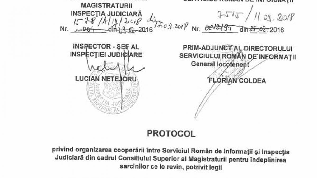 inspectia judiciara a facut public protocolul incheiat cu sri