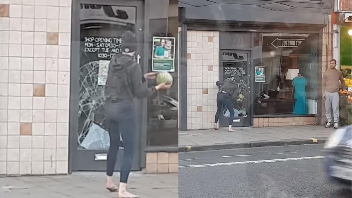 o femeie a spart usa unui magazin cu un obiect neobisnuit nu am vrut sa o opresc cine stie de ce ar