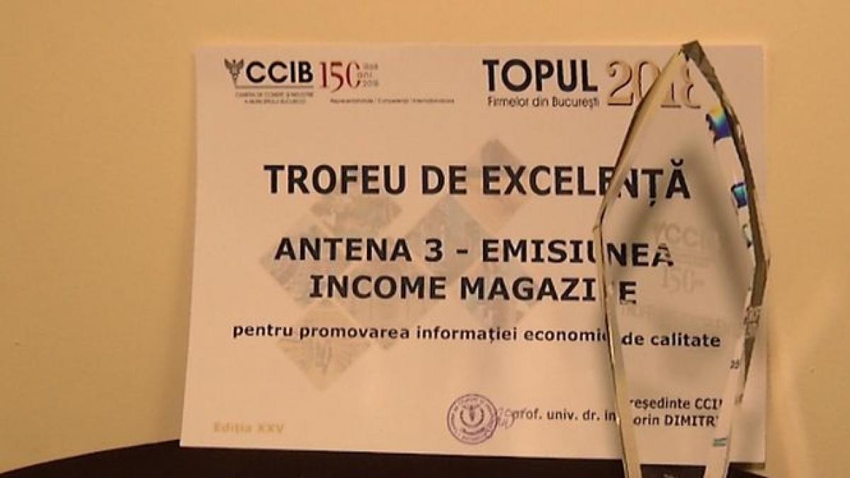 antena 3 se bucura de inca o performanta trofeu de excelenta pentru emisiunea income