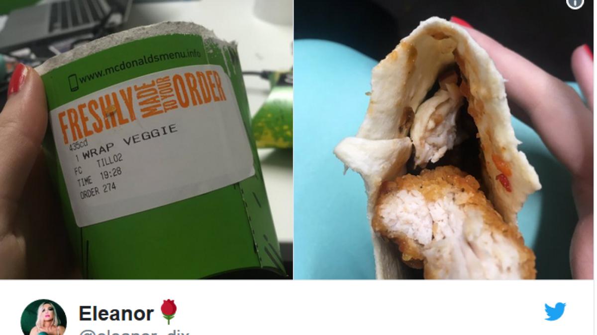 s a dus la un celebru fast food sa si cumpere un sandvis vegetarian cand a dat sa muste din el a