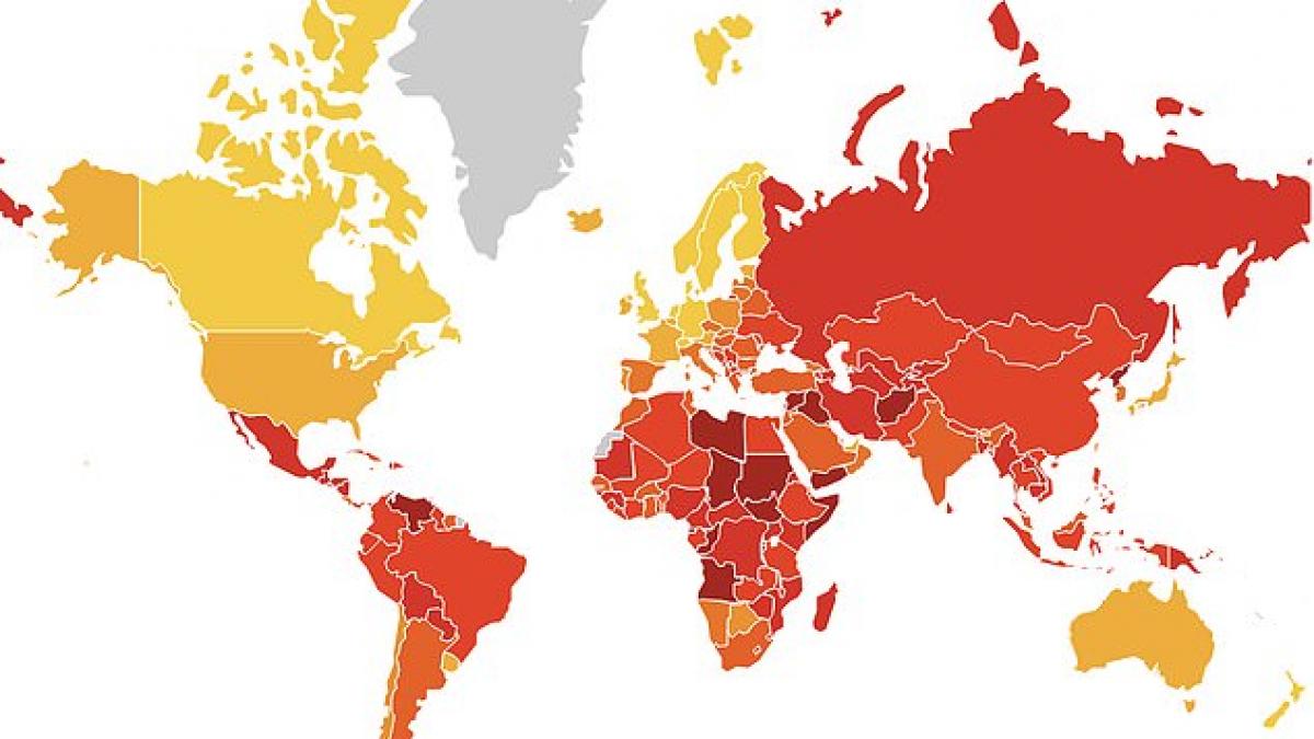 ce loc ocupa romania in topul celor mai corupte tari