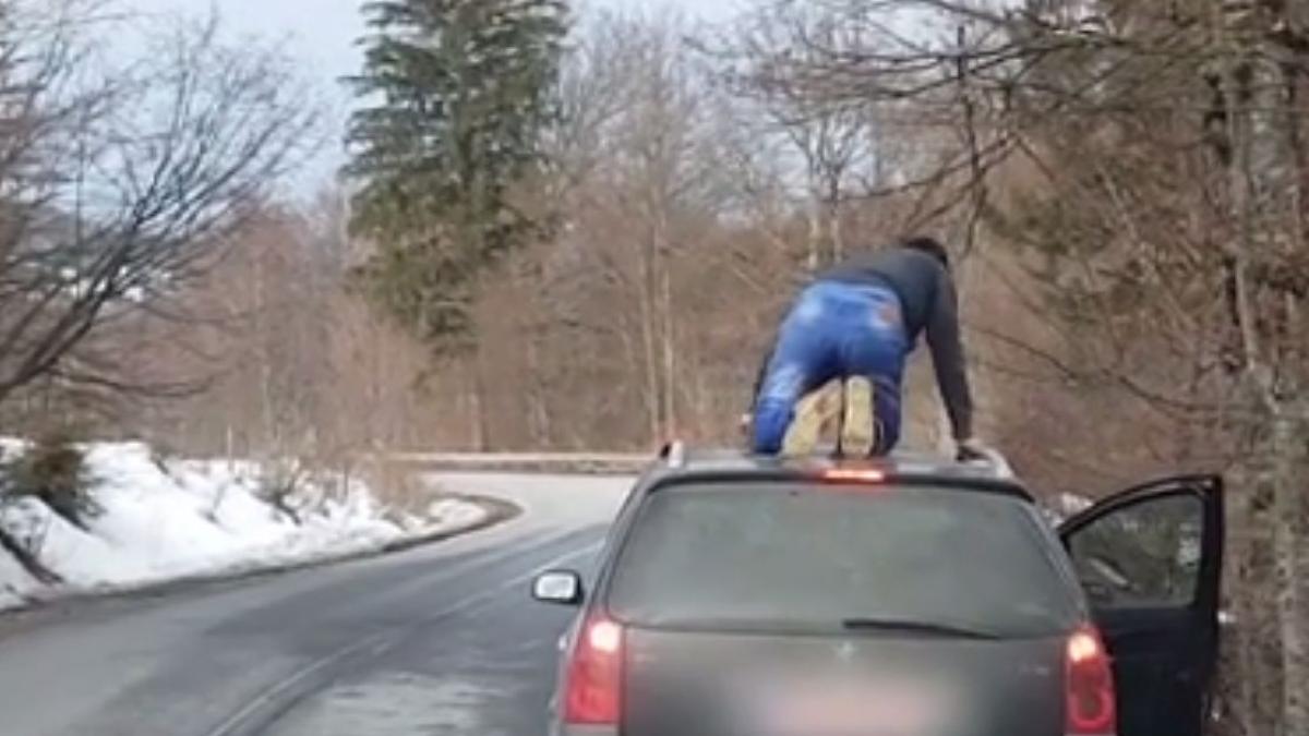 scene incredibile surprinse pe drumul cu serpentine de la sinaia un barbat a fost filmat in timp ce
