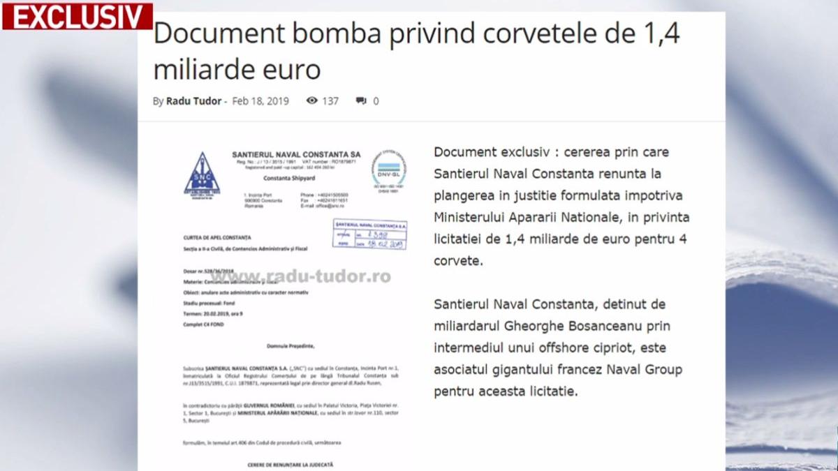 radu tudor document bomba privind corvetele de 1 4 miliarde de euro