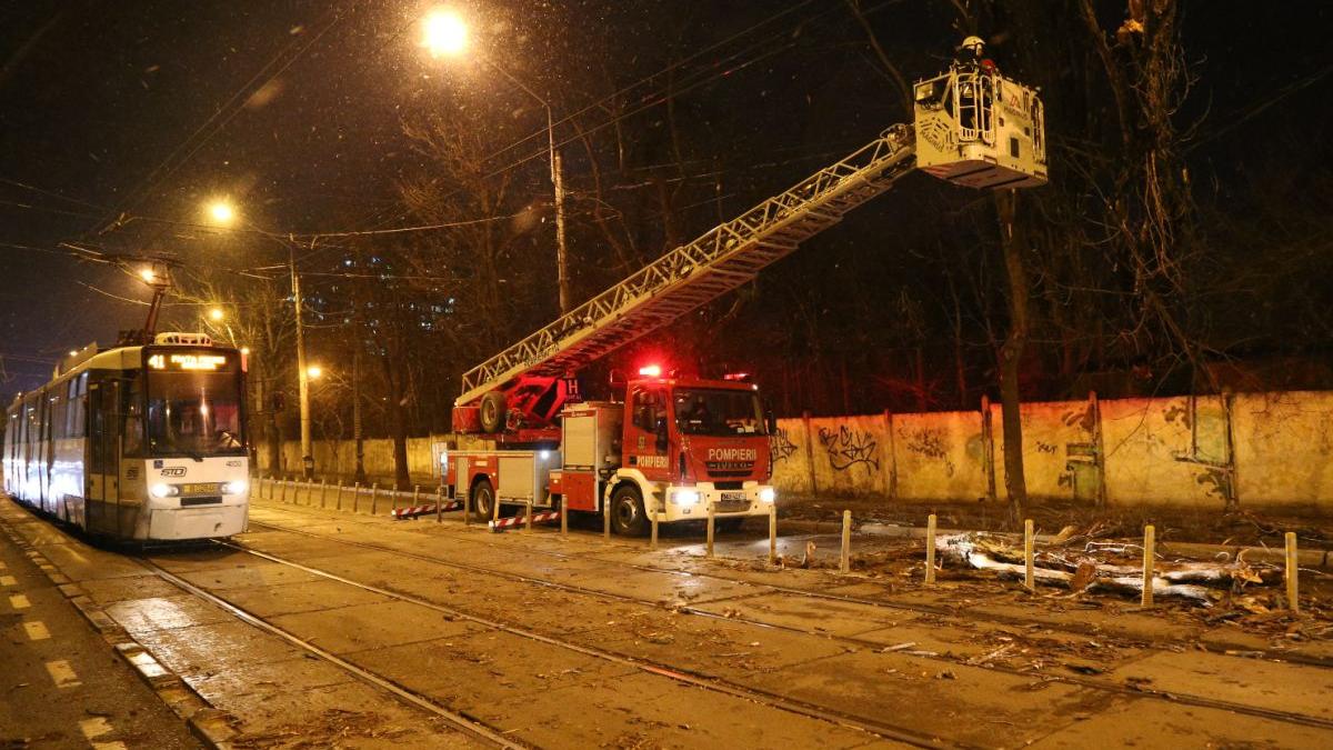 vremea a facut ravagii in bucuresti tramvaie blocate si copaci cazuti pe masini din cauza vantului