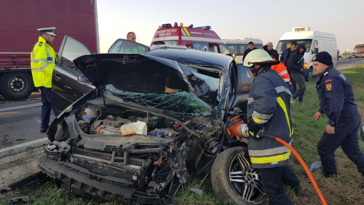 accident grav in alba o masina a fost spulberata de un tir