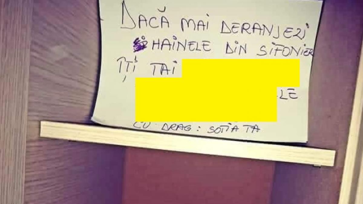 foto ce mesaj a gasit un roman in dulapul cu haine politistii trag un semnal de alarma