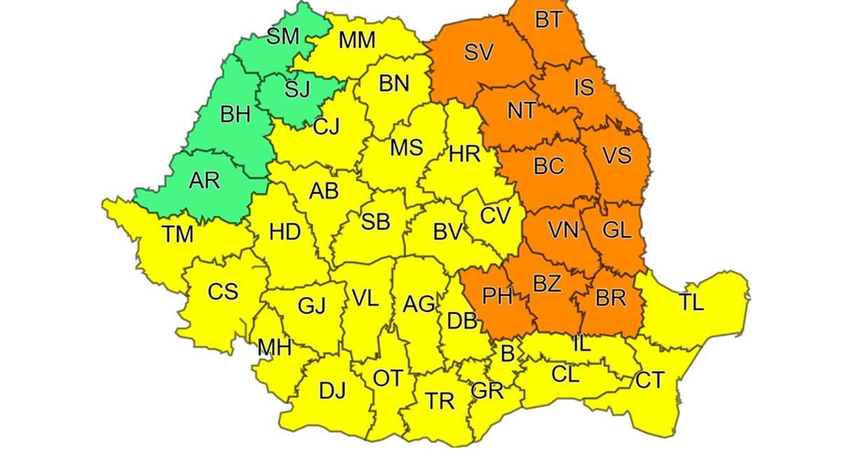 vremea cod portocaliu ploi abundente instabilitate atmosferica accentuata