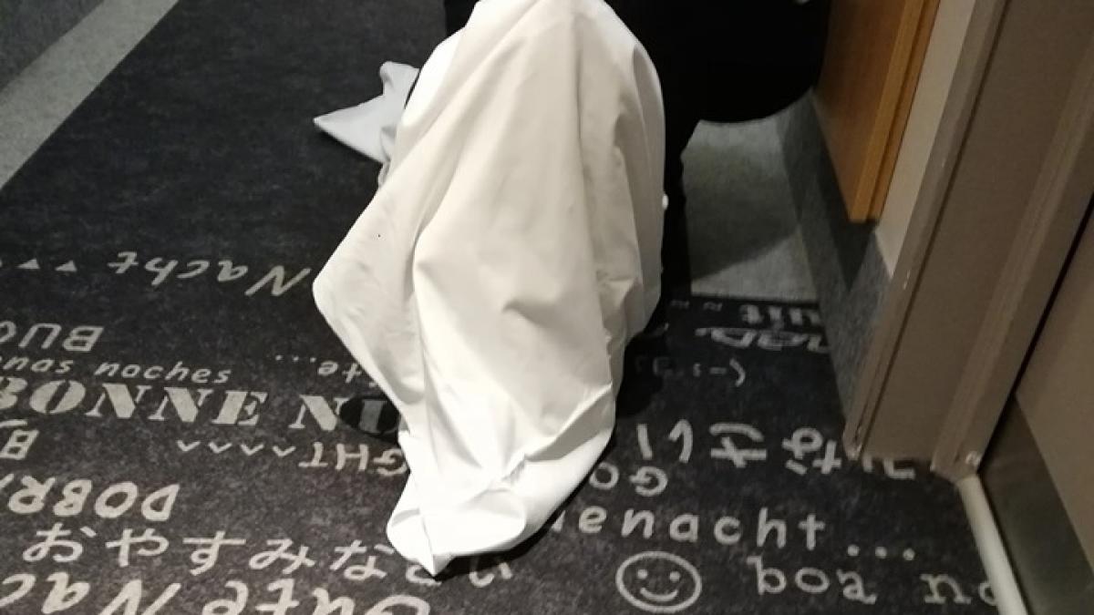 aparitie stranie pe holurile unui hotel a cautat si ea un adapost ce sa i faci