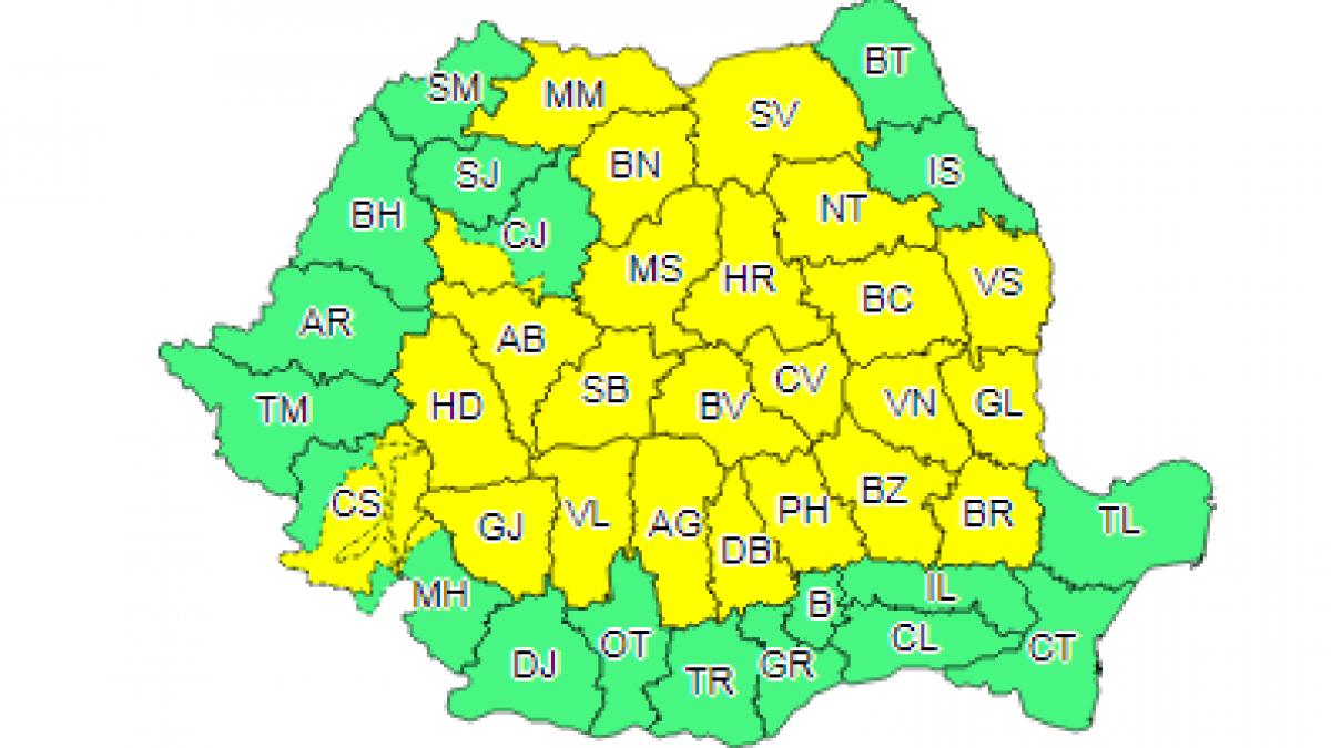 cod galben de ploi si vijelii in jumatate de tara pana la ora 18 00