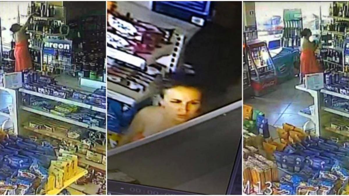 femeia a intrat intr o benzinarie din braila si a inceput sa se plimbe printre rafturi uitandu se