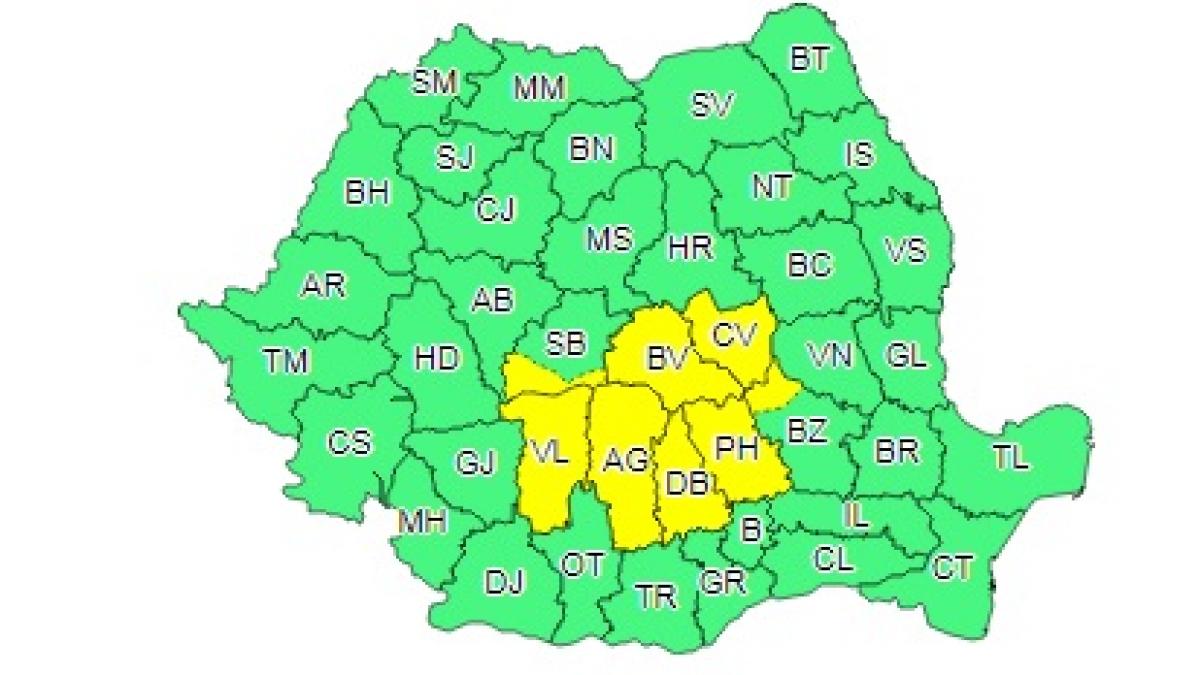 vremea cod galben de ploi torentiale in mai multe judete ale tarii