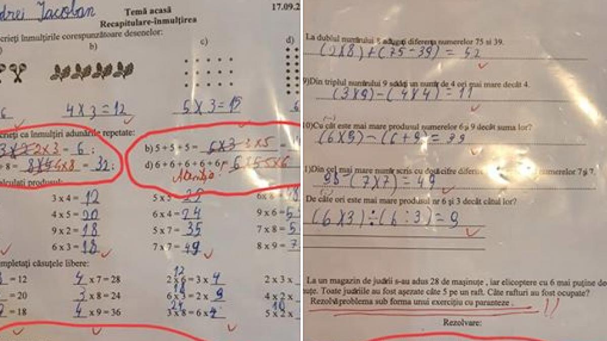 andrei a venit de la scoala extrem de suparat avusese toata tema inrosita de invatatoare cand s a