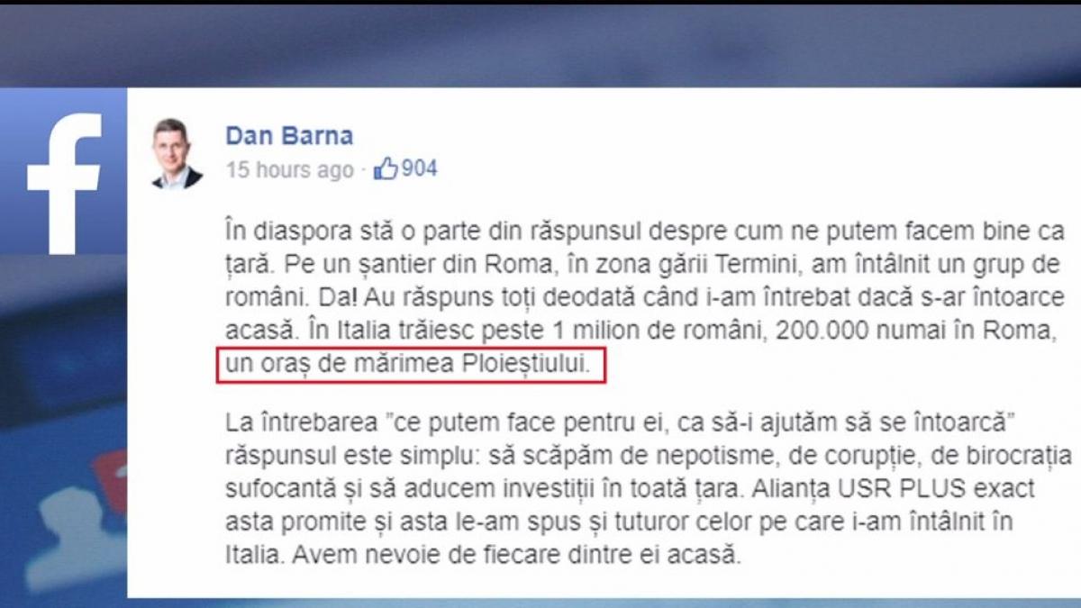gafa lui dan barna de pe facebook taxata de internauti roma un oras de de marimea ploiestiului