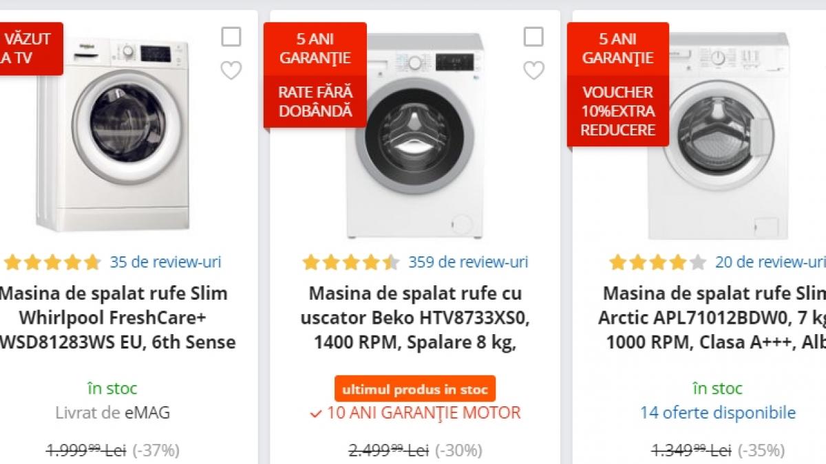 emag reduceri 3 masini de spalat excelente clasa a sub 900 de lei