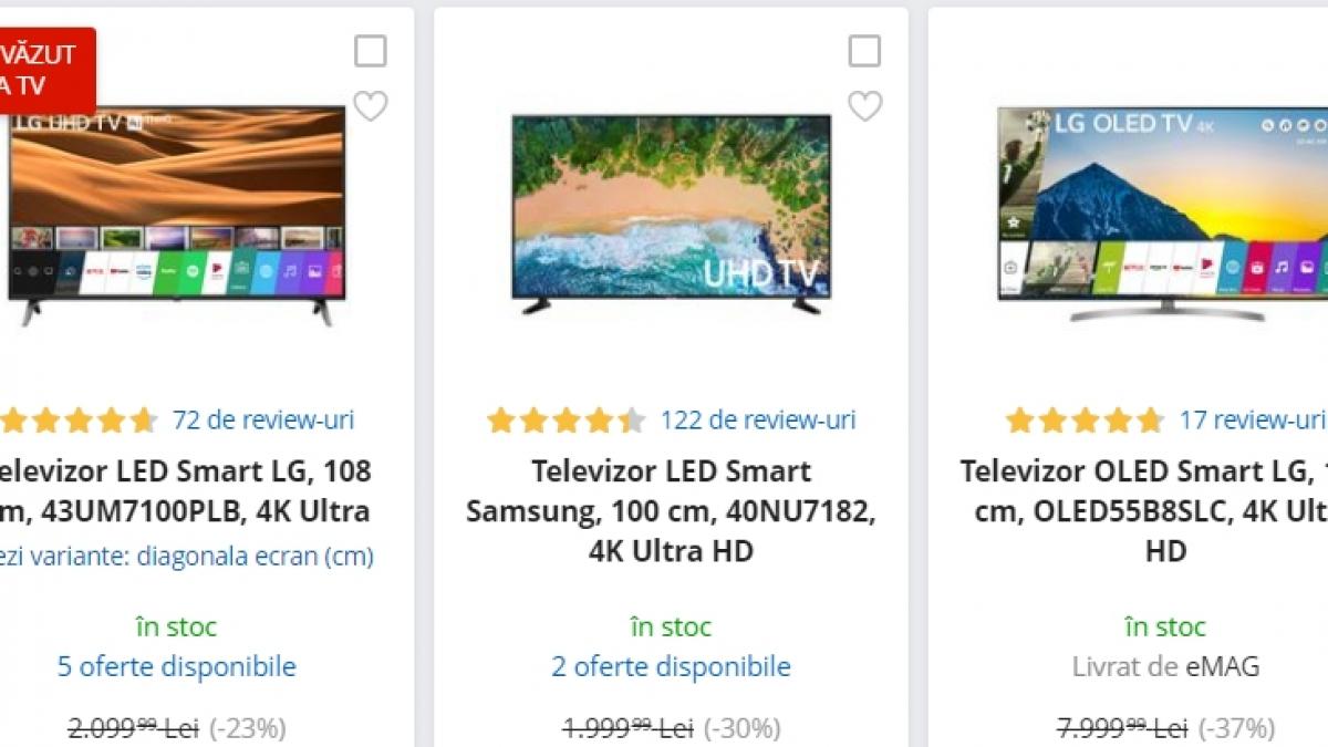 emag reduceri 3 televizoare 4k ultra hd mai ieftine si cu o treime