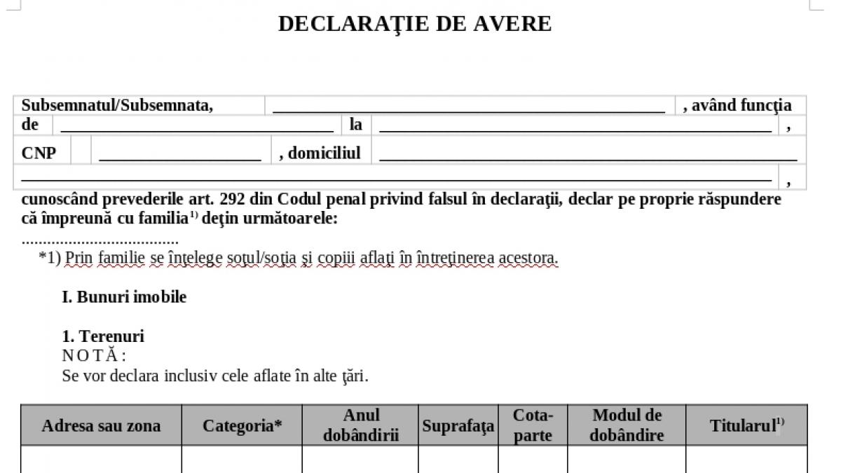 propunere soc toti romanii ar trebui sa depuna o declaratie de avere