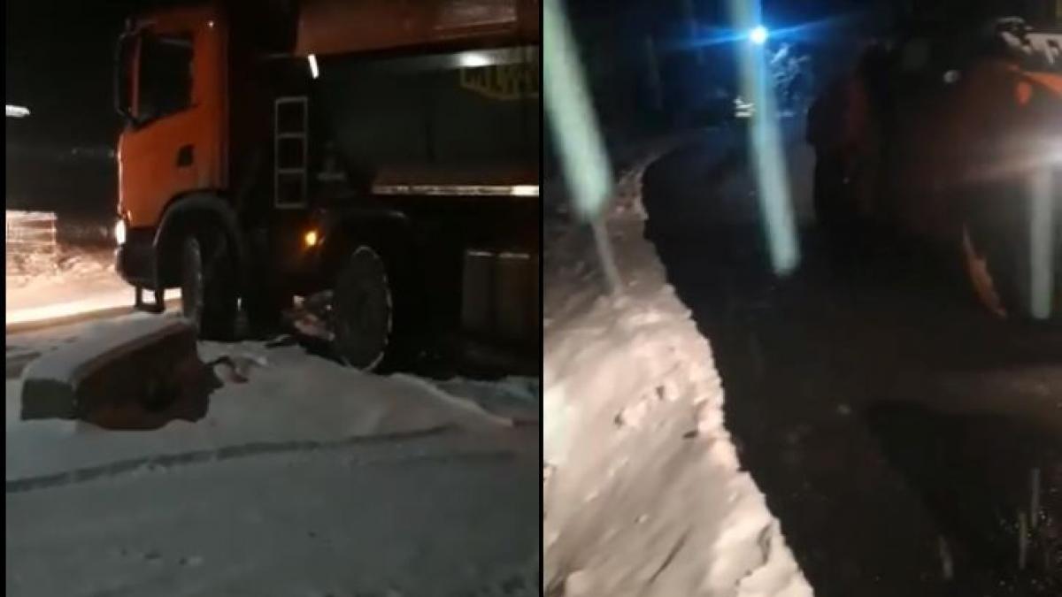 drum asfaltat pe ninsoare la bistrita imaginile cu utilajele care asfalteaza pe zapada au devenit