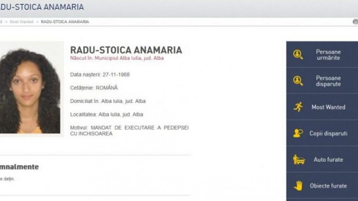 cine e tanara de 32 de ani din alba iulia aflata pe lista celor mai cautati infractori din romania