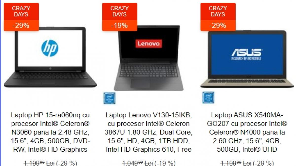 emag reduceri 3 laptopuri cu diagonala mare sub 900 de lei