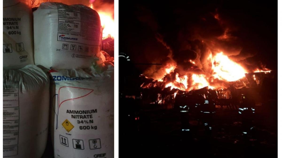 incendiu devastator in ilfov in hala care s a aprins ca o torta se afla saci cu nitrat de amoniu