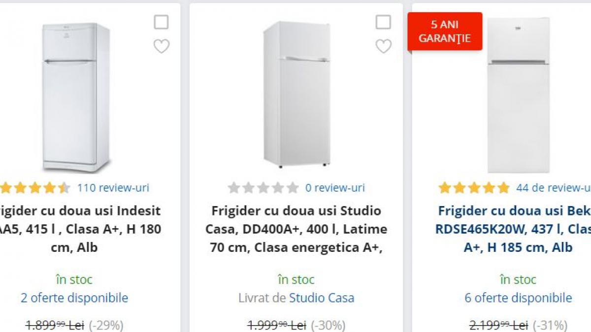 emag reduceri 3 frigidere incapatoare de peste 400 l sub 1 550 de lei