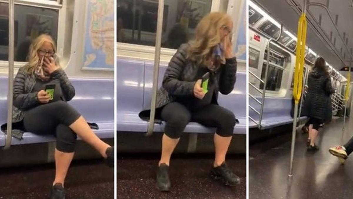 o asiatica s a prefacut ca tuseste la metrou si a filmat reactia celor din jur imagini