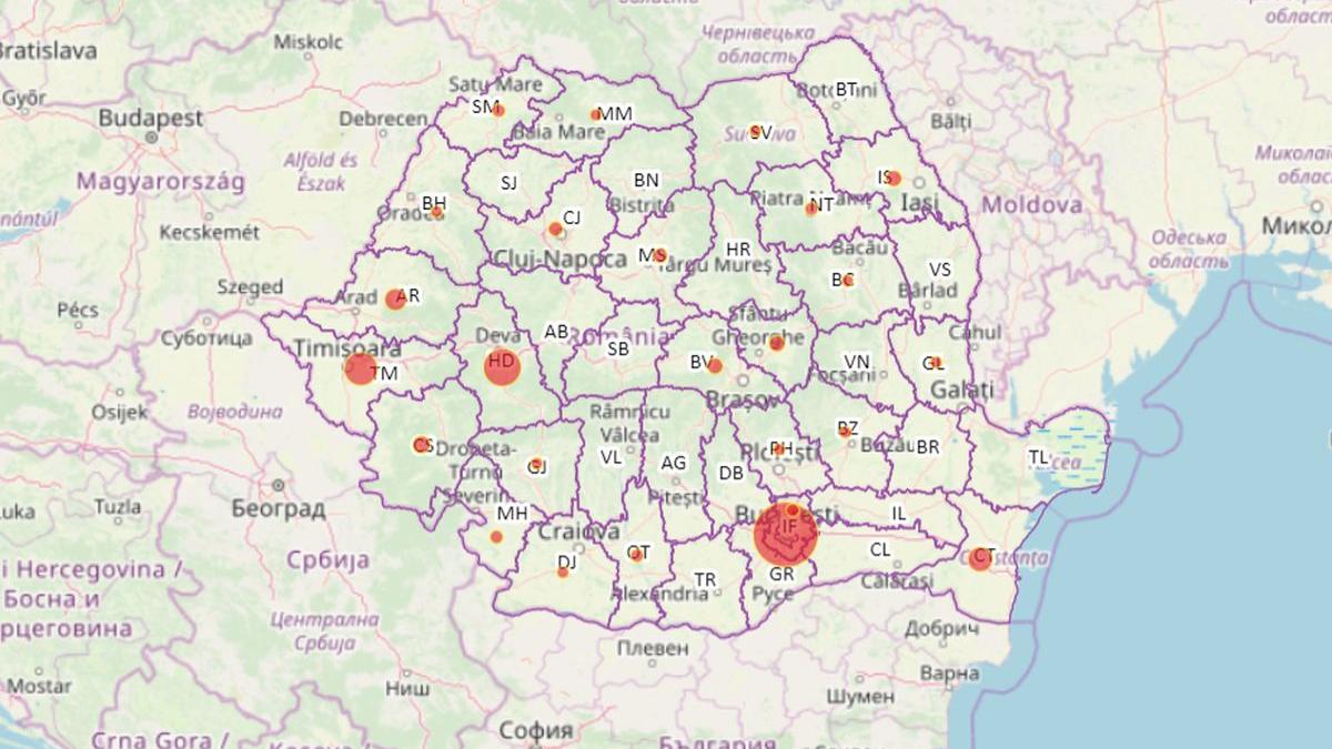 harta judete coronavirus romania