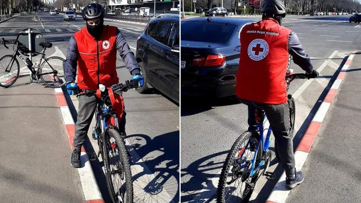 biciclist constanta cumparaturi gratis oameni izolati domiciliu