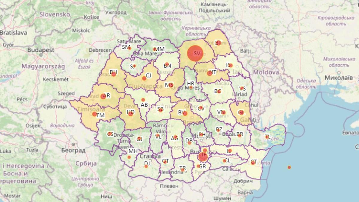 coronavirus judete harta romania