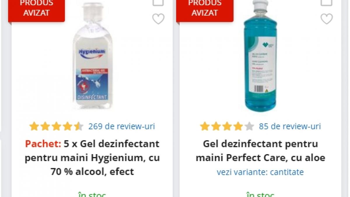 emag reduceri 4 geluri dezinfectante cu 70 alcool la preturi foarte bune