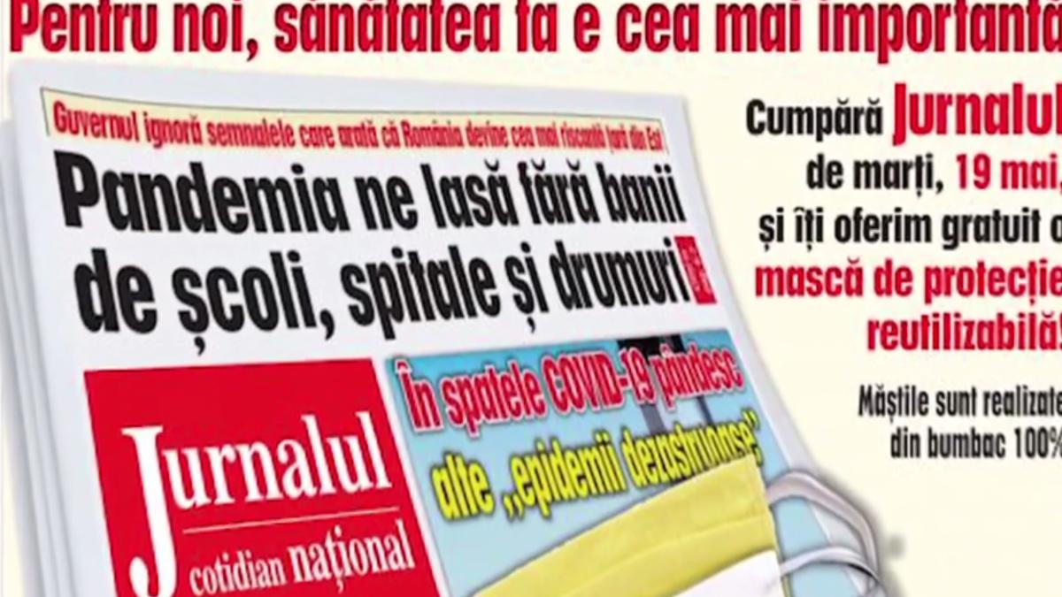 cotidianul national jurnalul ofera gratuit masti de protectie cititorilor sai