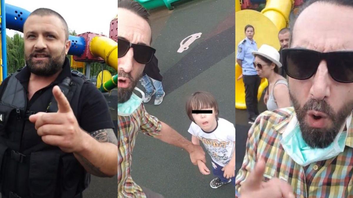 familie doi copii scandal urias live pe facebook politist local parc