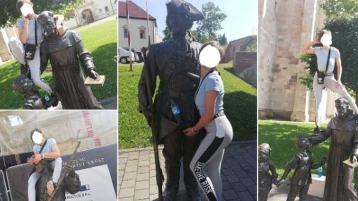 ce a patit o turista din alba iulia dupa ce s a urcat pe mai multe statui pentru a si face poze