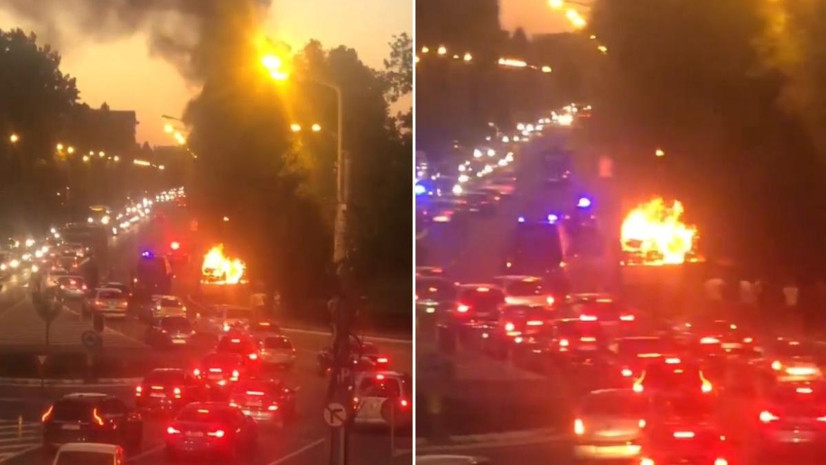 panica mamaia masina luat foc trafic