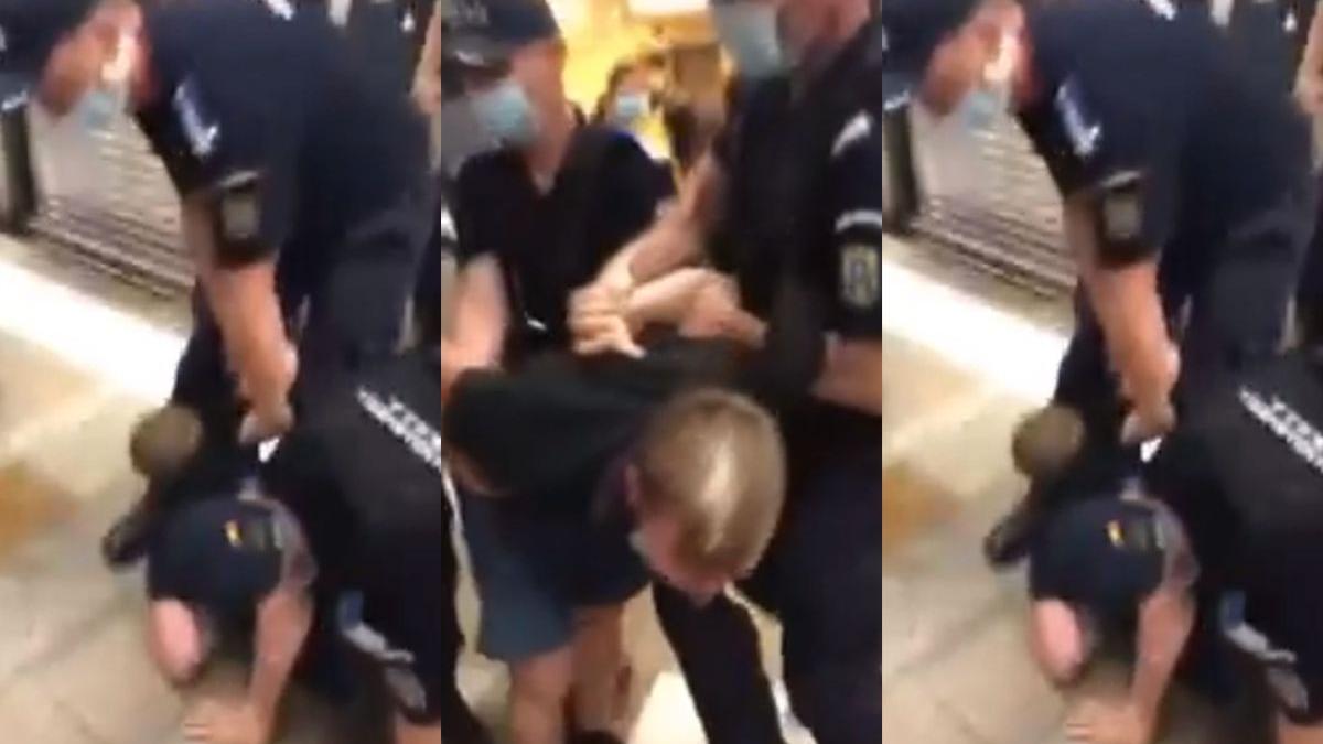 imagini socante surprinse in bucuresti tanar agresat de jandarmi pentru ca nu avea masca pe nas
