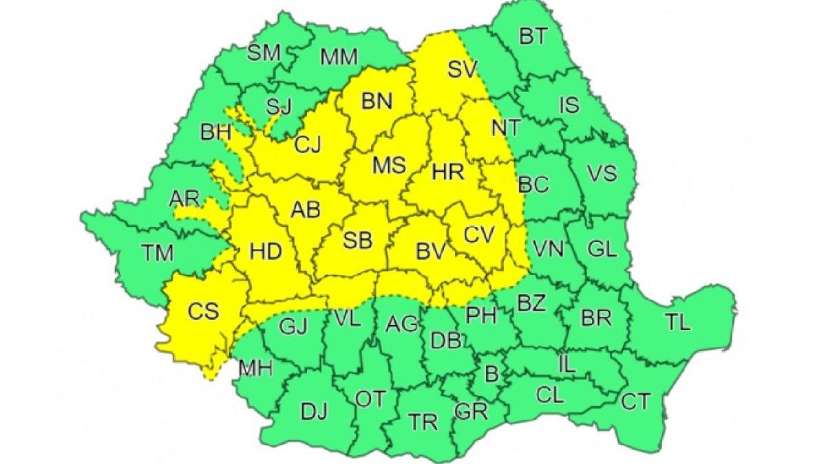 avertizare anm vreme severa cod galben instabilitate atmosferica accentuata