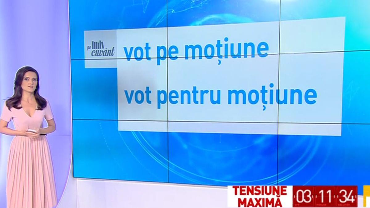 cum spunem corect votul pe motiunea de cenzura sau votul pentru motiunea de cenzura