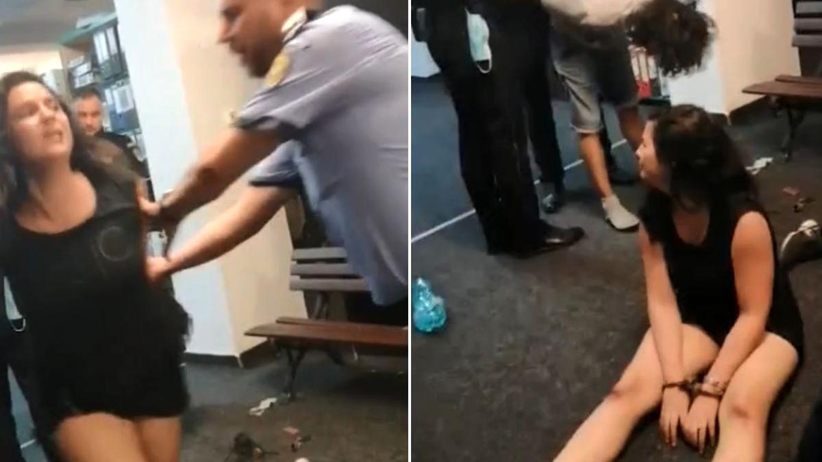 tanara constanta batut patru politisti trei agenti paza filmata