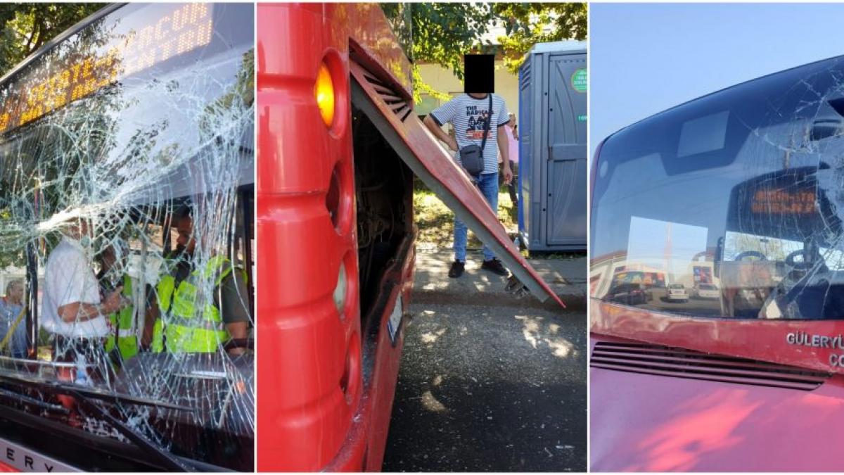 sofer din alba transportat la spital dupa ce a fost prins intre doua autobuze