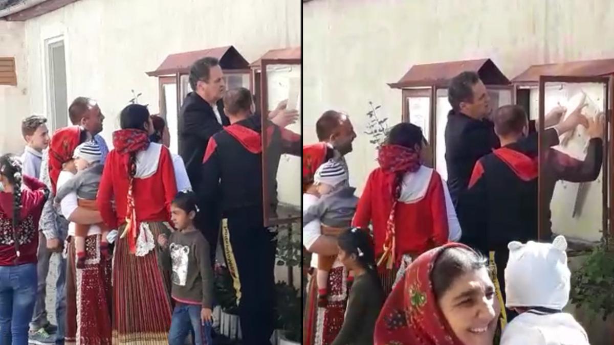 un primar din sibiu filmat in timp ce arata unui grup de rromi cum sa voteze