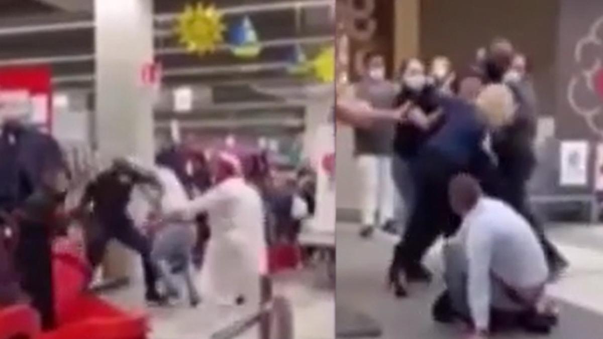 doi romani s au luat la bataie cu agentii de paza dintr un magazin din cauza mastilor