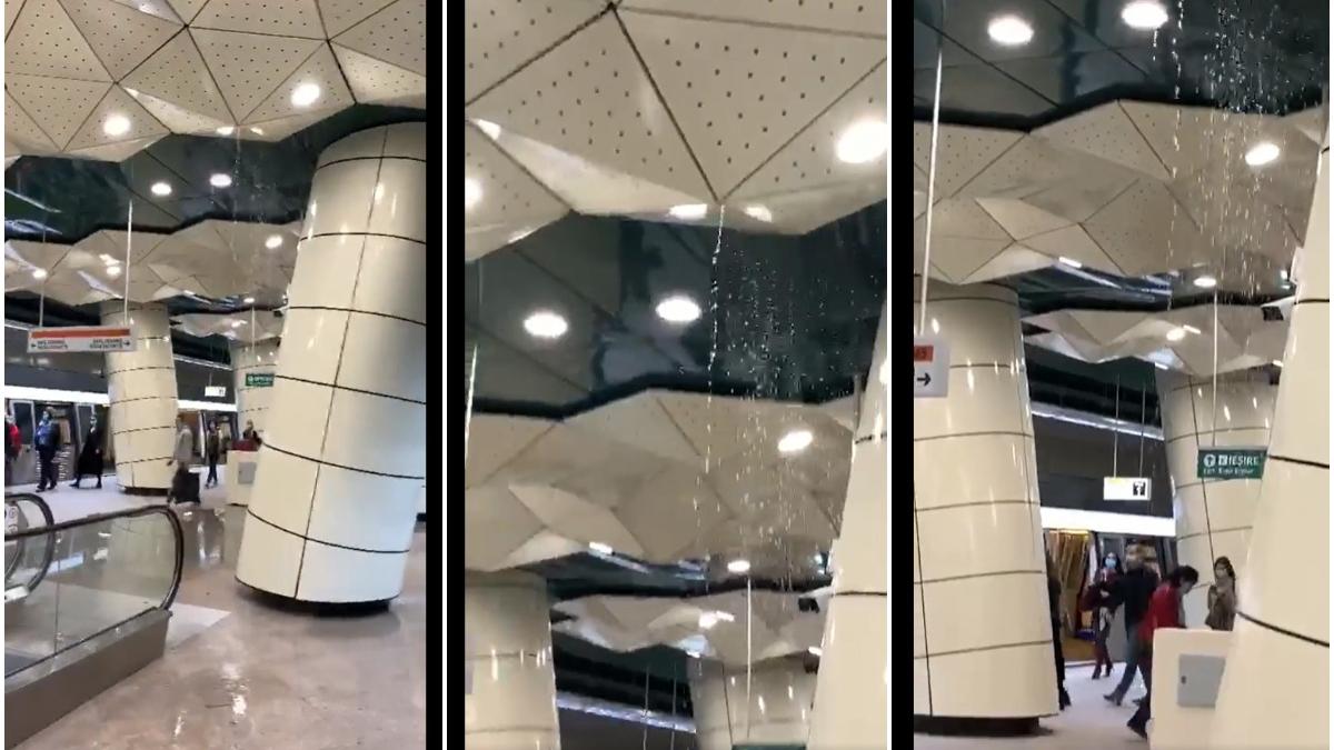 incident la metrou curge apa din tavanul unei statiei din magistrala drumul taberei abia inaugurata