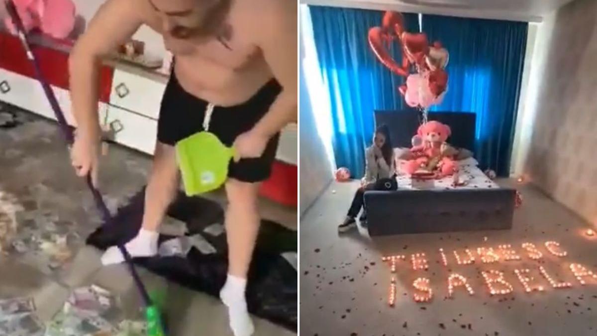Proxenetul din Târgu Jiu care s-a dat singur de gol, pe Facebook, după ce s-a filmat în timp ce strângea banii cu mătura şi făraşul